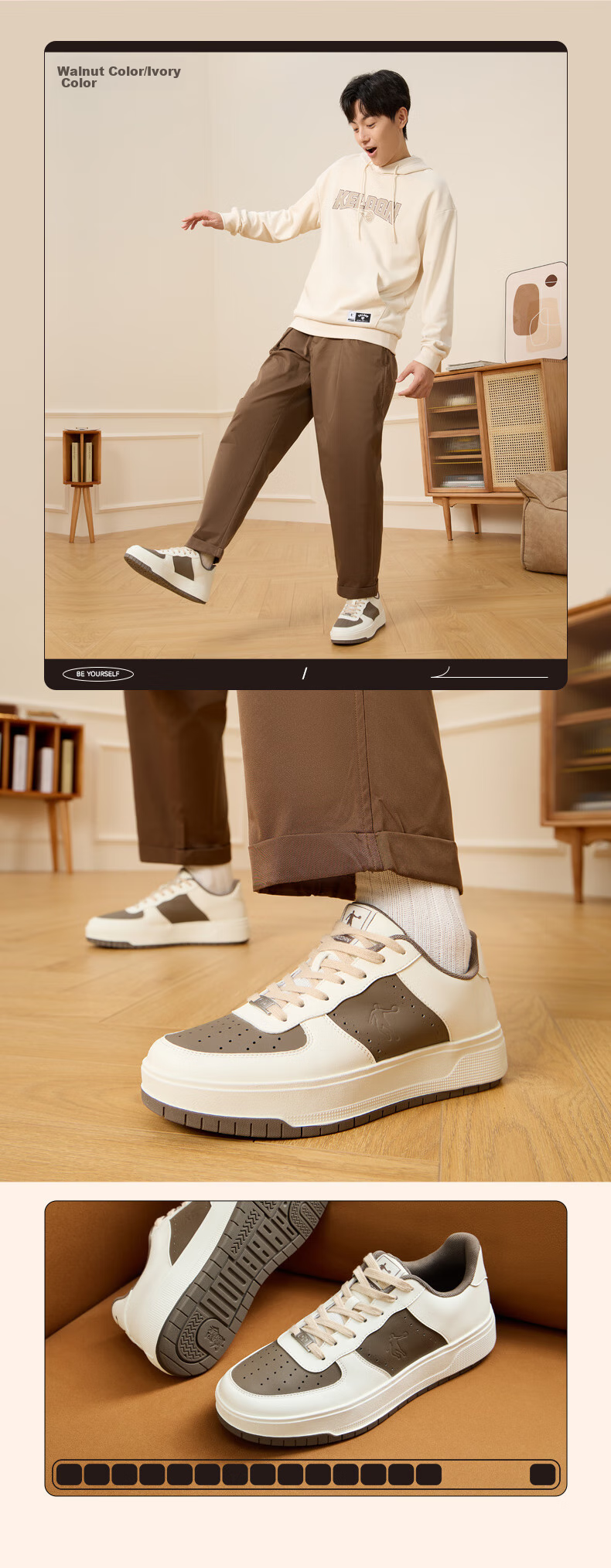 QIAODAN Five-Centimeter Men's Sneakers, Low-Top White Shoes, Trendy Versatile Thick-Soled Height-Increasing Casual Sports Shoes 11