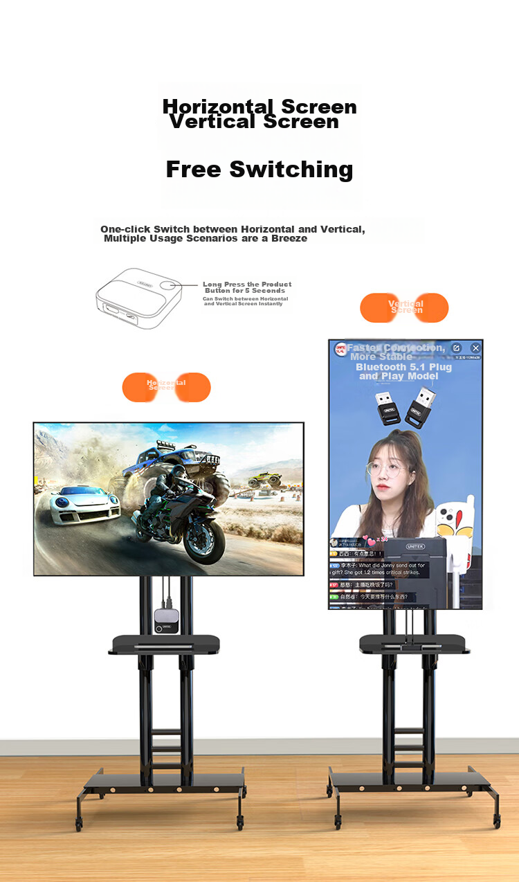 UNITEK Wireless Screen Mirroring Device HDMI Audio-Video Synchronization Transmitter Compatible with Apple Android Computers for Connecting TV Monitor Projector 4K60Hz HD 5G Dual-Band V162B 5