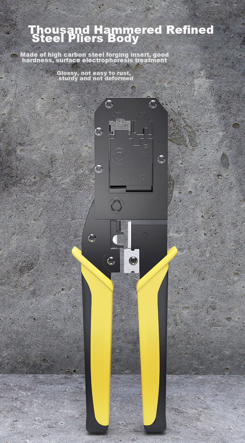 CNCOB Cat6 Ethernet Cable Crimper Set, Labor-Saving Ratchet Spring Design, Dual-Use Stripping And Cutting Pliers, Network Telephone RJ45 Connector Crimping Tool CN-A 5