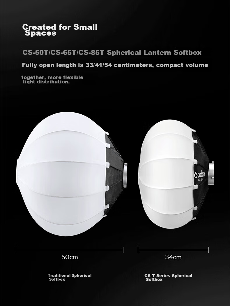 Godox Portable Softbox Light, 65cm Quick-Install Diffusion Dome, for Photography And Live Streaming, Foldable And Collapsible, Spherical Soft Light Box 2