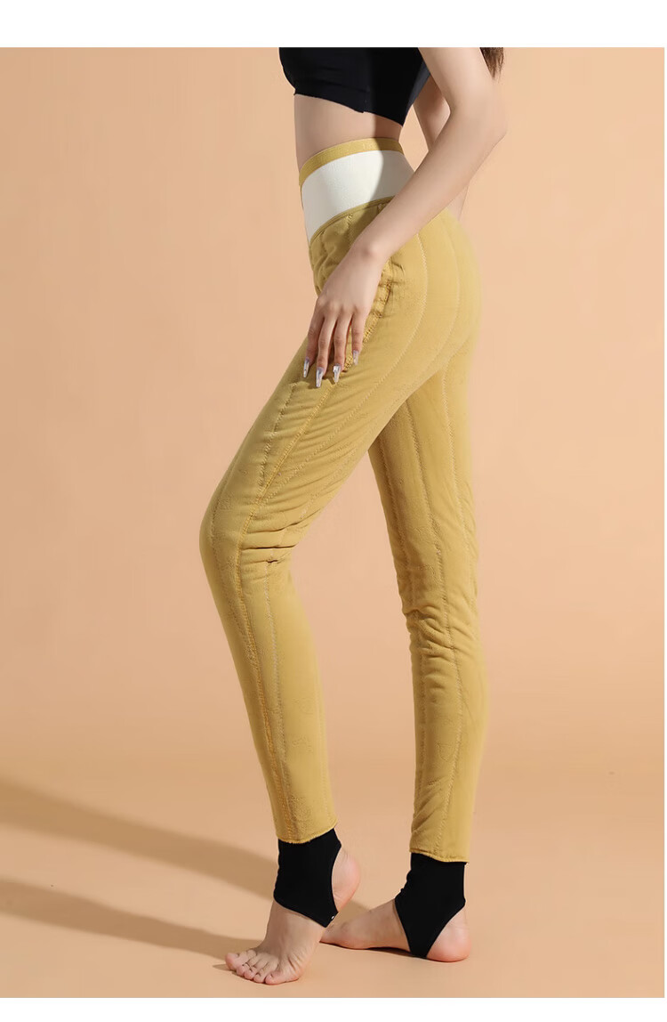 LangSha Thermal Leggings, 100% Golden Silk, Women's Warm Pants for Autumn And Winter, Fleece-Lined High-Waist Extra Thick Anti-Cold Tights for Northeast China 22