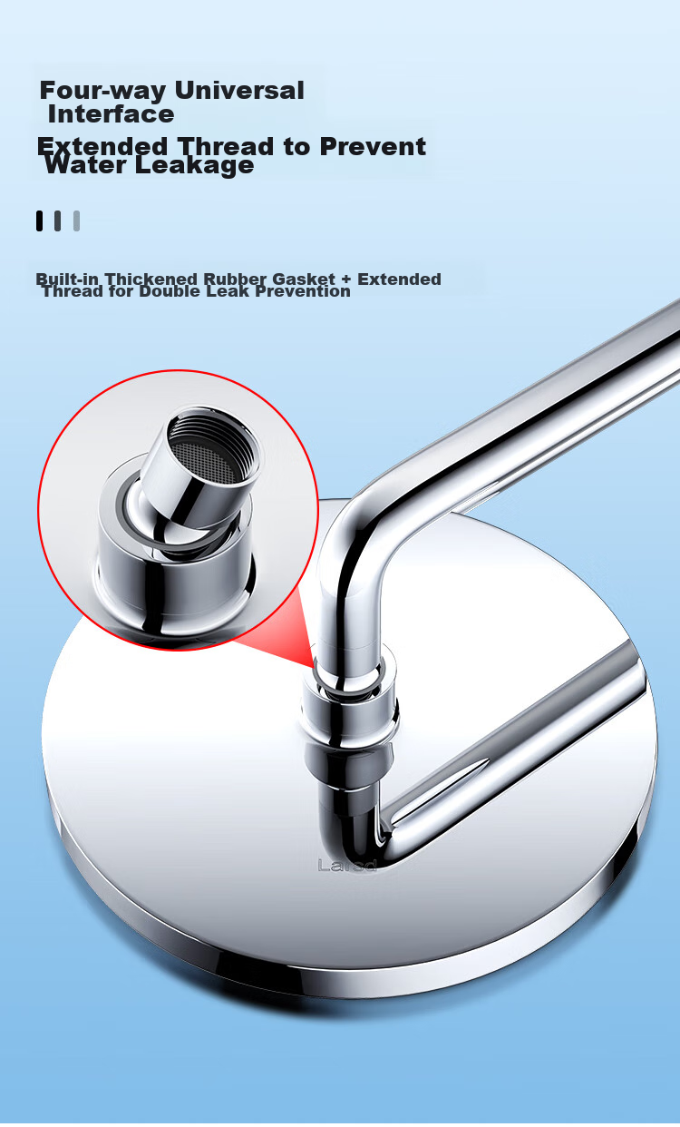 Larsd Top Spray Shower Head, Shower Head with Top Spray, High-Pressure Water-Saving Ultra-Thin Round Large Top Spray AL8075 13