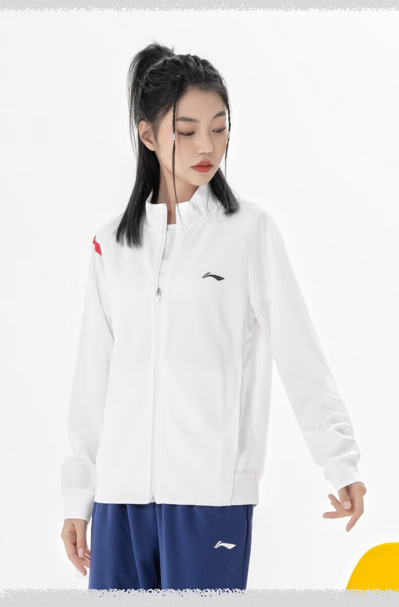 Li-Ning Badminton Outfit, Unisex Long Sports Set, Running And Fitness Sweatshirt, Standard White, 3XL 5