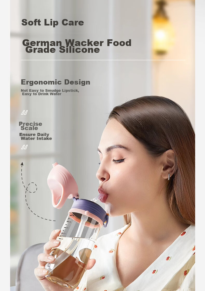 QWE Straw Cup 500ml Havana Yellow PPSU Large Capacity Maternity Water Bottle Sugar Resistant Graduated Cup Shatterproof Can Hold Hot Water 8