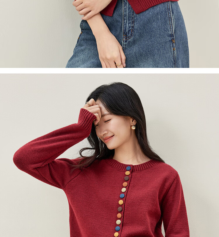 Sentubila Premium Knit Cardigan Women Autumn Winter Loose Slim Fit Petite Long Sleeve Jacket Top Dark Navy JM 14