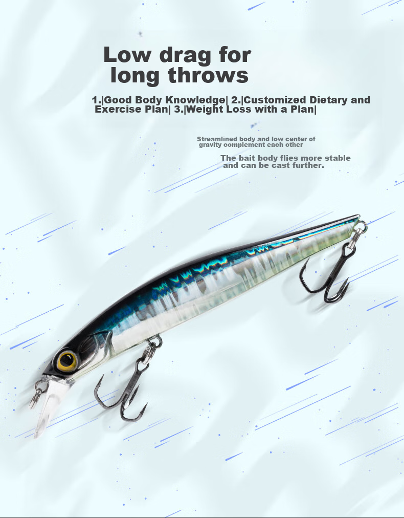 Guowangliya Lure Fishing Bait, Invisible Sinking Minnow Lure, Long-Distance Casting, Wiggling And Sinking, for Sea Bass, Perch Fish And Bass 13