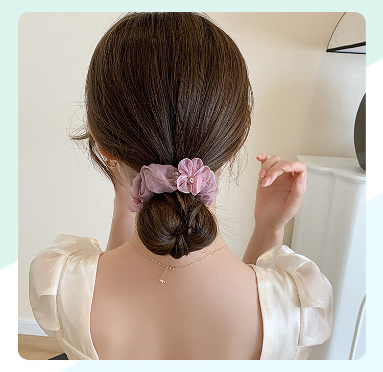 CHIMERA 2-Piece Hair Ties, Flower-Shaped Hair Bands, Bun Holders, Ponytail Holders, Hair Accessories, Elastic Bands for Women, Mid-Autumn Festival Gift 24