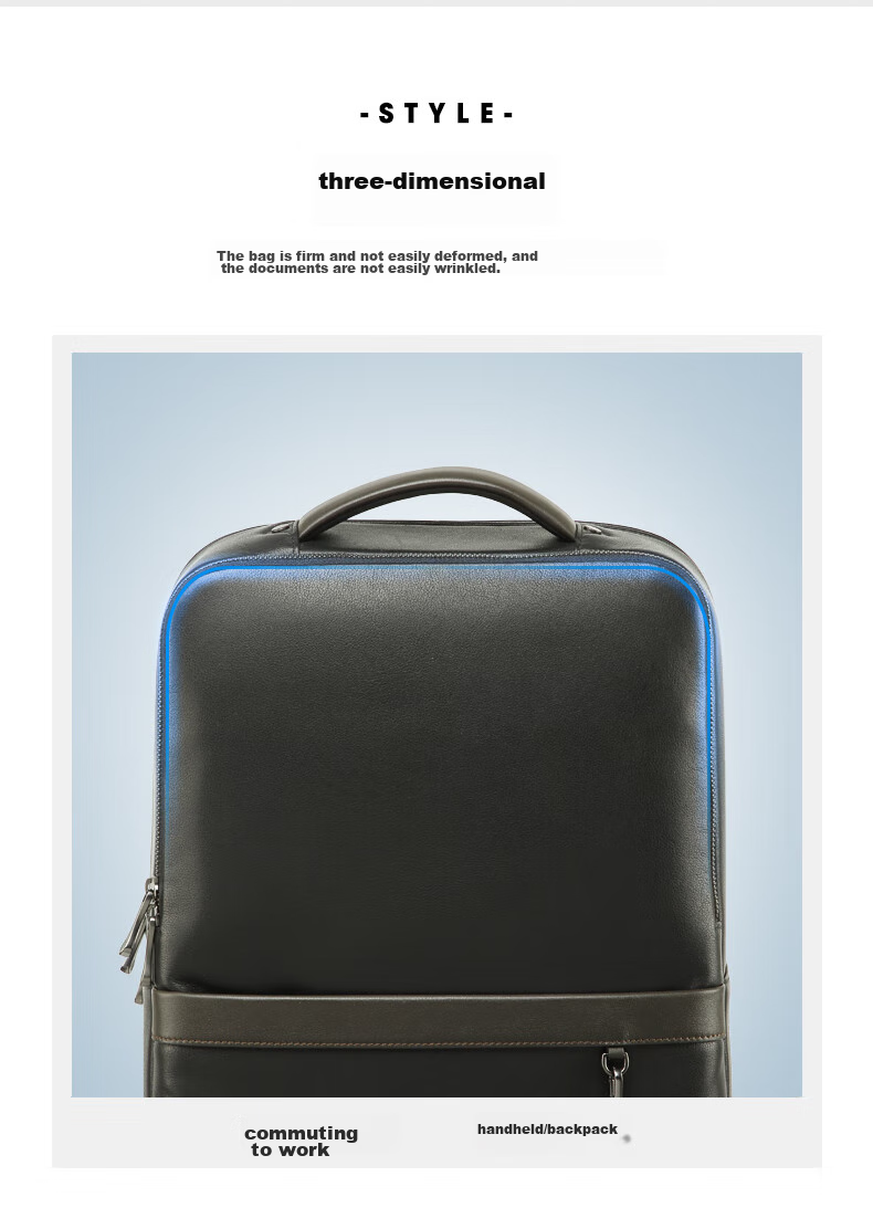 Xinxiuli Laptop Bag, New Cowhide Men's Bag, Men's Backpack, Fashionable Backpack, Black/brown, 14 Inches, BC9*09010 3