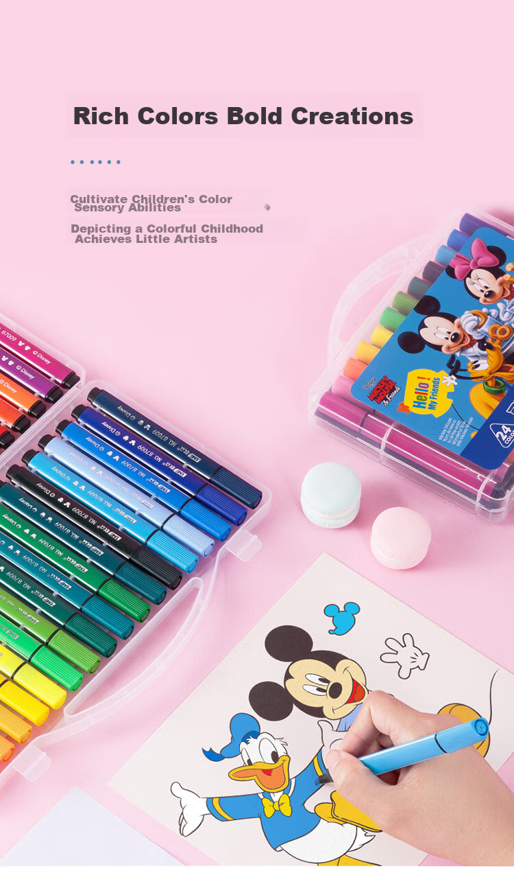 Disney 12-Color Washable Watercolor Markers, Student Coloring Pens, Children's Hexagonal Handle Drawing Pencils, Spider-Man Drawing Pens 9