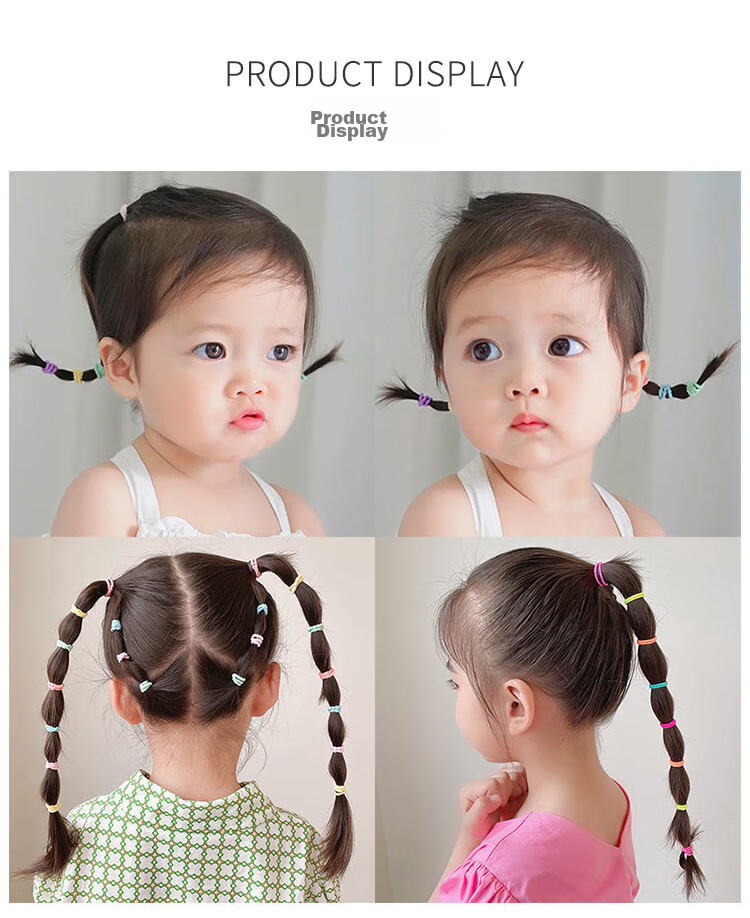 UPLUS Dopamine Children's Hair Ties, Approximately 300 Pieces, Baby Headbands, Colorful Hair Bands, Hair Rings, Ponytail Holders, Beauty Tools 9