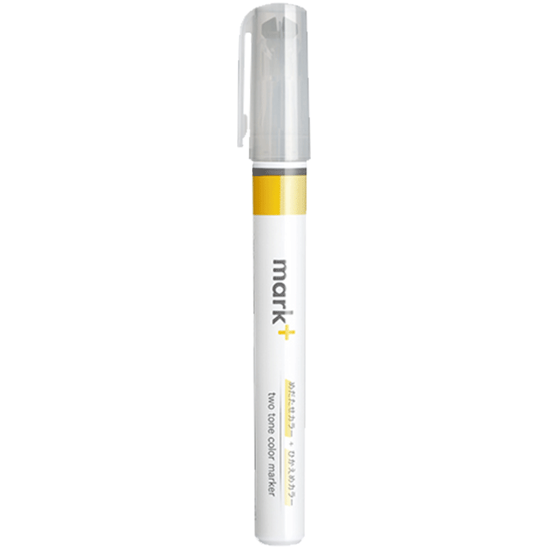 KOKUYO Imported Mark+ Limited Edition Double-Sided Marker Pen for Exam Highlighting And Fluorescent Highlighter, Yellow, 1 Pack, PM-MT100Y