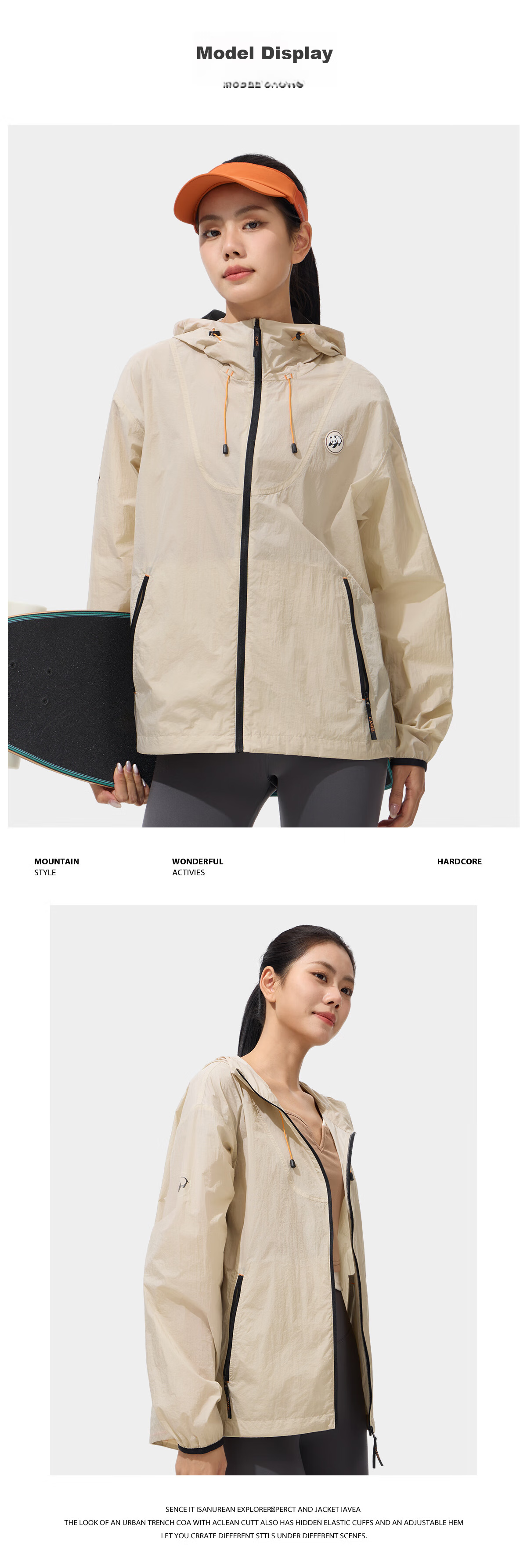 CAMEL Panda Series - Lightweight Sun Protection Jacket for Men And Women, Outdoor Sports Wear with Wide Black Rubber Brim Hat, New Summer Outerwear 27