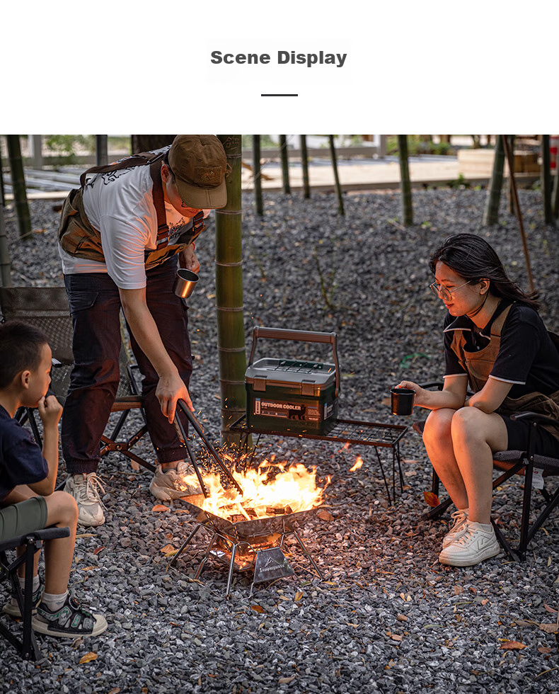 Keman Outdoor Barbecue Grill, Camping Grill, Home Use Charcoal Grill, Stainless Steel Fire Pit, Foldable Fire Ring, Charcoal Roasting Stove 6