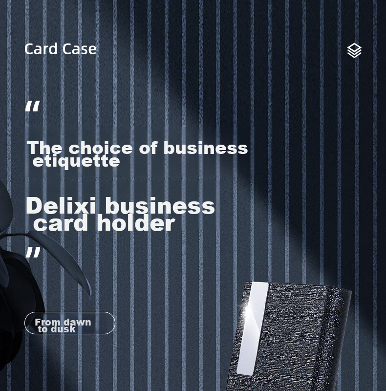 Deli Portable Business Card Holder, Leather Card Case for Men And Women, Office Supplies, Black 7628 1