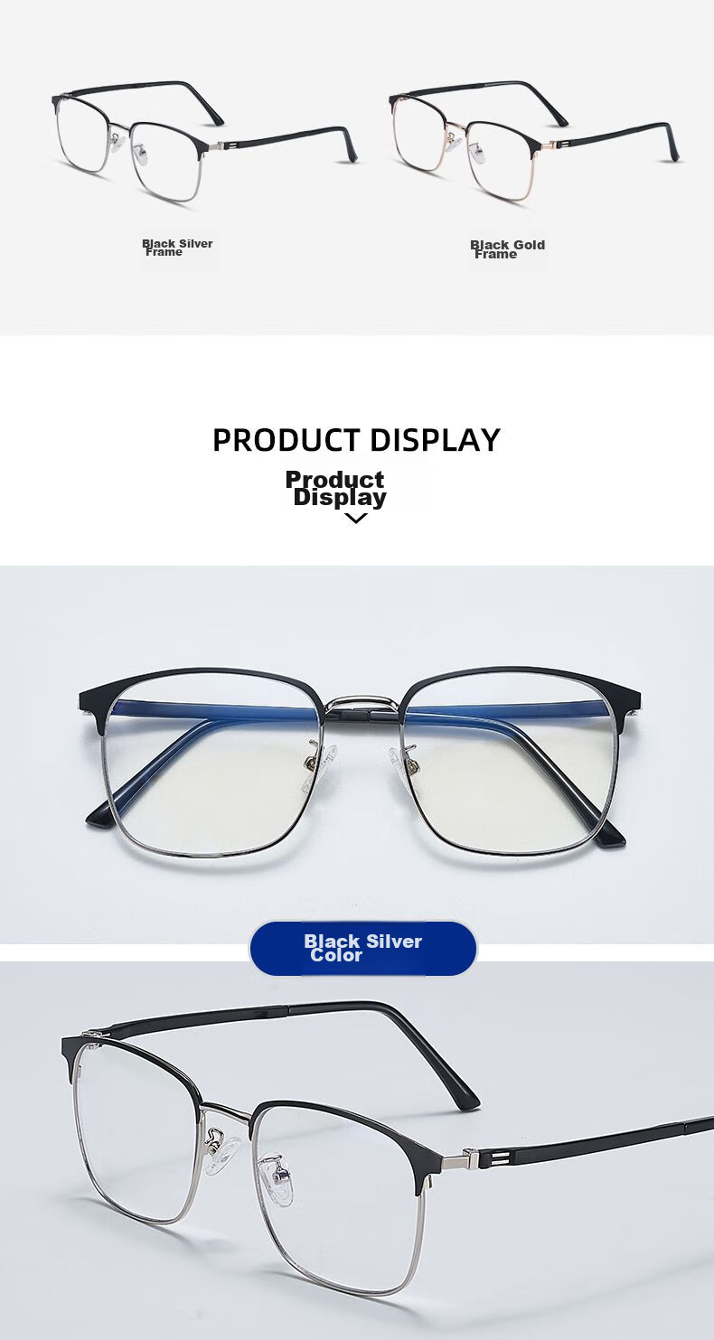 LESCA LUNETIER Imported Anti-Blue Light High-Definition Reading Glasses for Men, High-End Brand Ultra-Light Reading Eyeglasses, Black And Silver, 100 Degrees 13