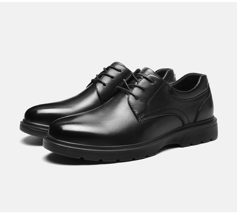 HLA Leather Shoes, Men's Formal Dress Shoes, Business Heightening Derby Shoes HAAPXM1EBH081, Black Heightening, Size 39 34