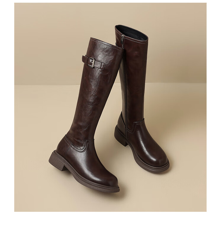 ZHR Tall Boots for Women, Winter Over-Knee Thick-Soled Riding Boots, Retro Western Style Travel Boots with Fleece Lining, BL323A Black, Size 38 21