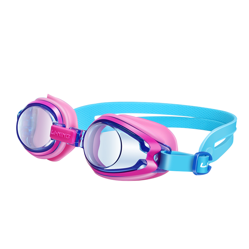 Li-Ning Children's Swimming Goggles, Comfortable Waterproof Soft Anti-Fog Youth Swimming Glasses, 2542 Pink