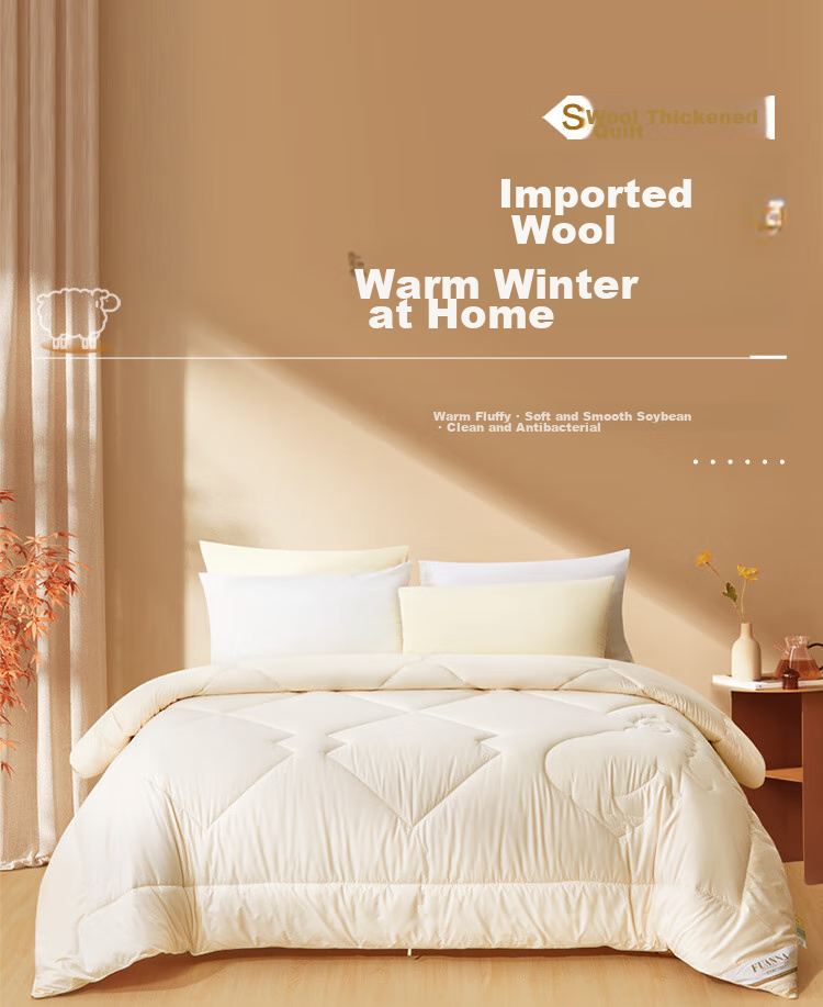 FUANNA 51% Australian Imported Wool Comforter, Antibacterial Thick Winter Duvet Double Size Soybean Quilt Approximately 9 Jin (4.5 Kg) 230*229cm 1