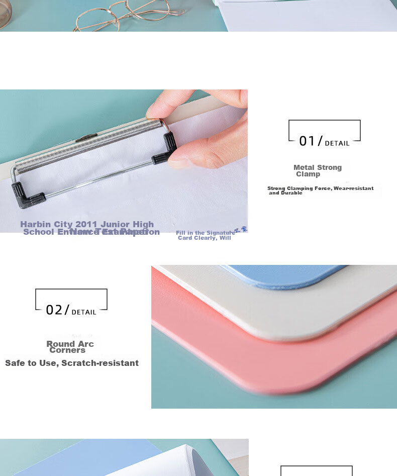 Elifo A4 Pink Writing Clipboard, Morandi Color Vertical Version, Waterproof Office Study Notebook, 1 Pack Student Stationery 5