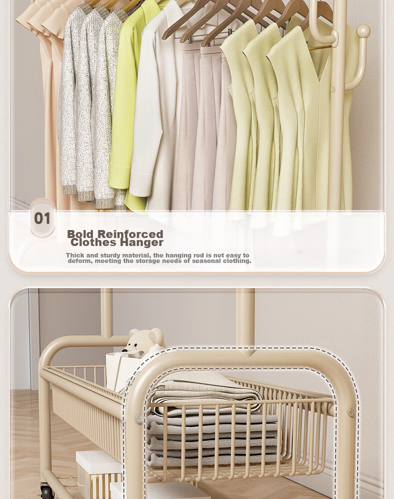 Shunyou Coat Rack, Floor-Standing Clothes And Hat Stand, Bedroom And Living Room Movable Drying And Storage Rack, 120CM, SY-309 14