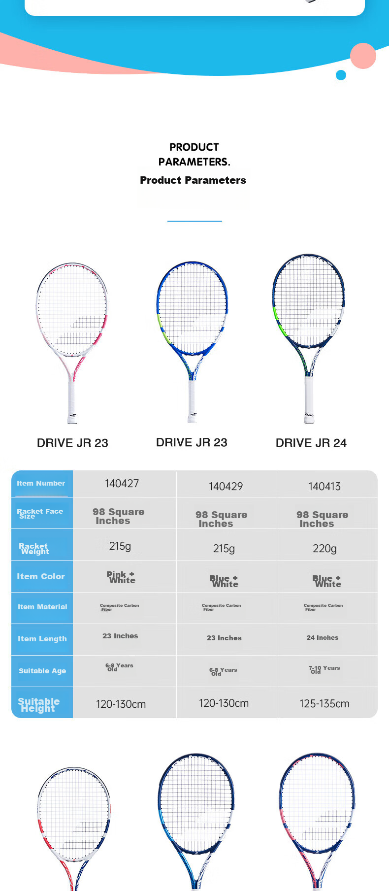Babolat Children's Racket, 2025 Model, for Young Beginners, Integrated Tennis Racket, Baobao Li DRIVE JR 4