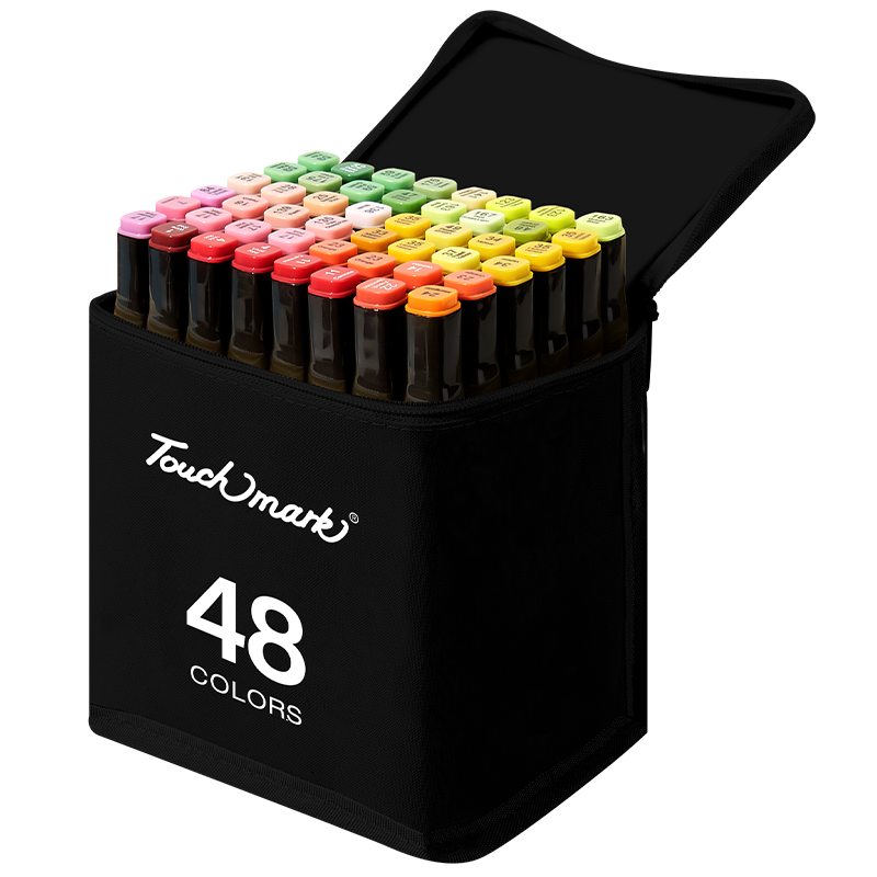 Touch Mark [Super Popular] Tachi Marker Set, 48 Colors, Dual-Tip Watercolor Pens for Anime, Oil-Based Art Markers, Drawing Set for Students And Children, Birthday Gift for Boys And Girls