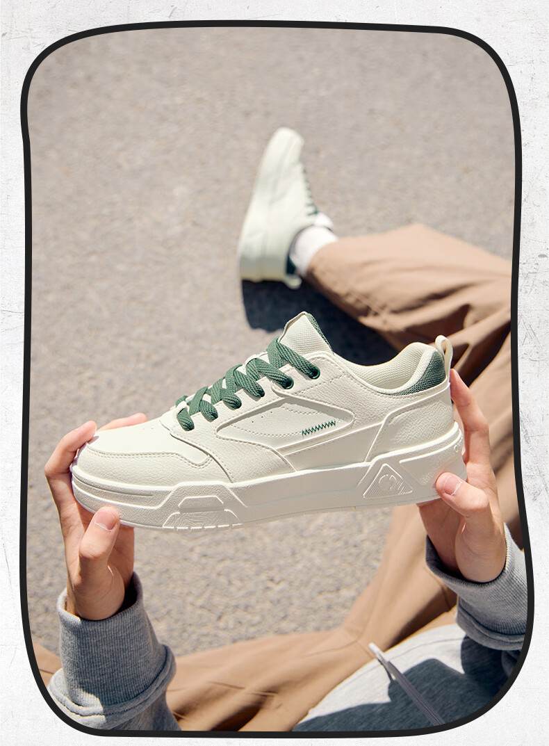 361° Men's Sports Shoes Spring Summer New Retro Leather Basic White Casual Sneakers 672616618-2 9