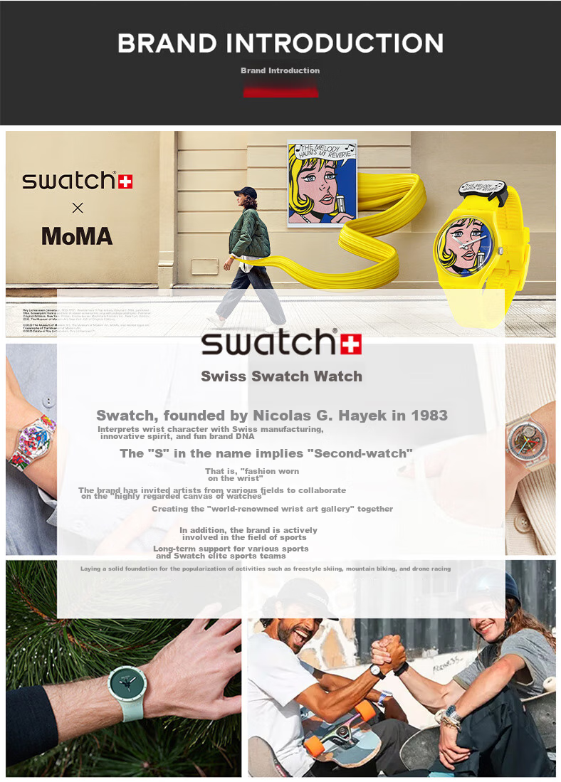 Swatch Swiss Watch, Gent Series, Exam Watch for Middle And High School Students, Men's Quartz Watch, Graduation Gift, Dark Line Patter 10