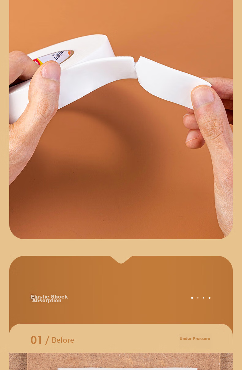 Deli Thin Strong Adhesive PE Foam Double-Sided Tape, Foam Double-Sided Tape Strong Adhesive No-Nail Glue, 18mm*3m*1mm, White 1 Roll, Office Supplies, 30418 6