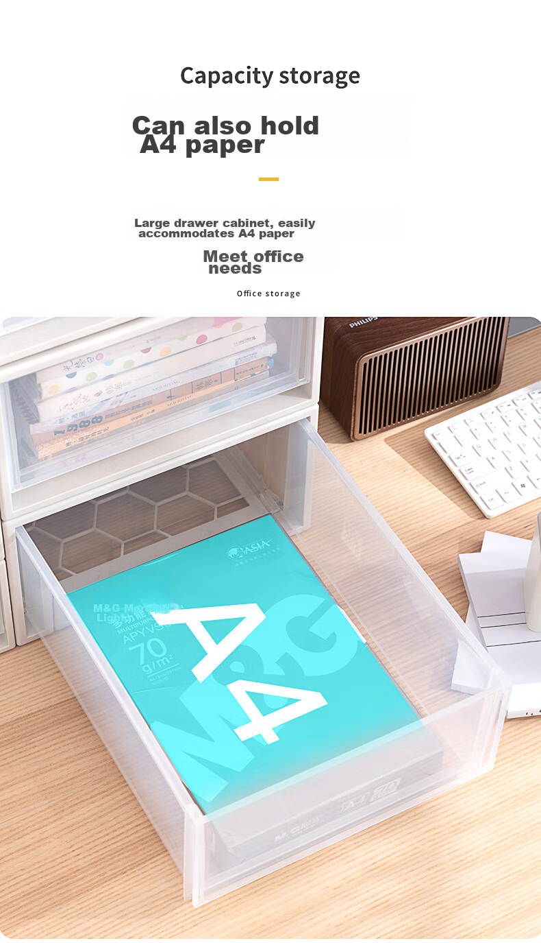 JEKO&JEKO Plastic Desktop Storage Box, Drawer-Style Office Desk Organizer, Storage Cabinet, Desk Organizer Box, Small Size, Pack of 3 5