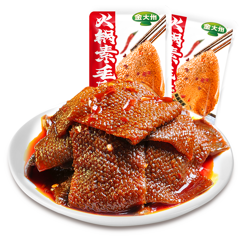 金大州 火锅素毛肚麻辣味500g 魔芋爽辣条办公室休闲出游零食 