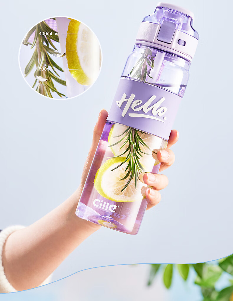 Cille Plastic Cup Outdoor Tritan Material Straw Cup for Men And Women Students Sports Water Bottle Portable Children's Dual-Use Cup 7