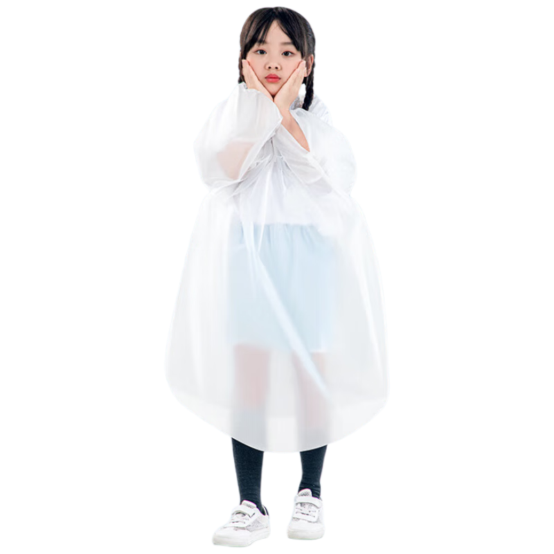 BADIGAO Disposable Raincoat for Children, Thickened Card-Style Long Poncho, Full-Body Protection against Heavy Rain, Single-Person Transparent Raincoat for Elementary School Students