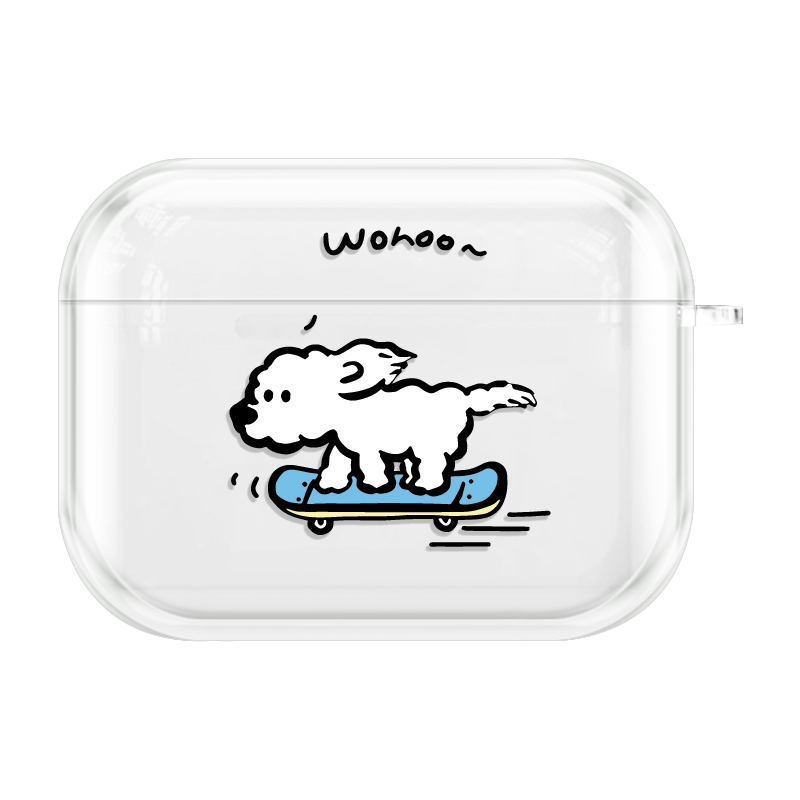 Yingkaida Compatible with Apple AirPods Pro 2 Protective Case [Surfer Dog] Earphone Case, Wireless Bluetooth Earphone Cover, Non-Slip Creative Anti-Drop Transparent Soft Shell Storage Box