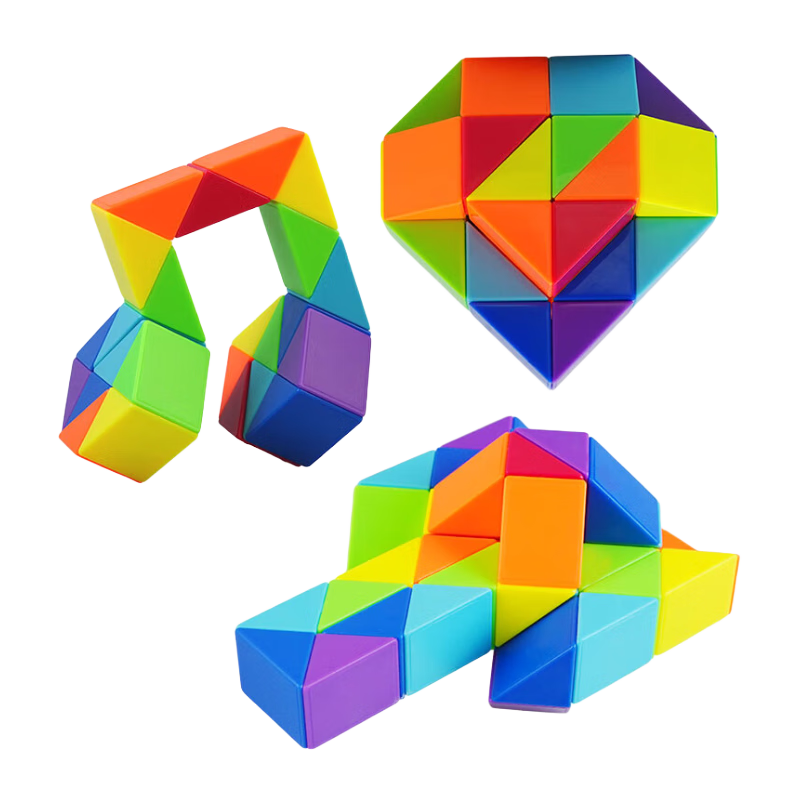 Shengshou Magic Cube And Ruler Set, 24+36+48 Segments, Transformable Magic Ruler, Children's Toy, Birthday Gift, Rainbow Color