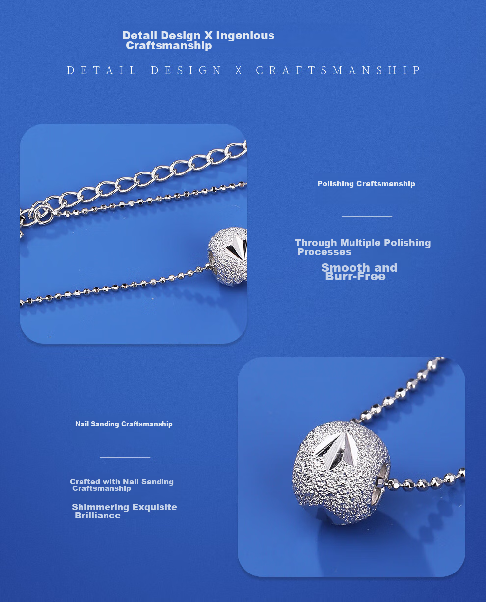 Laoyinjiang S925 Silver Lucky Bead Necklace for Women, Chinese Style Silver Pendant, Gift for Girlfriend on Valentine's Day, Silver Collarbone Chai 12