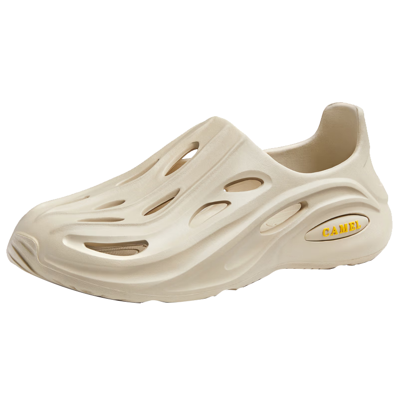 CAMEL Men's Quick-Wear Hollow Sports Sandals, Fashionable Beach Hole Slippers, G13M834091, Mountain Sand Color, Size 42