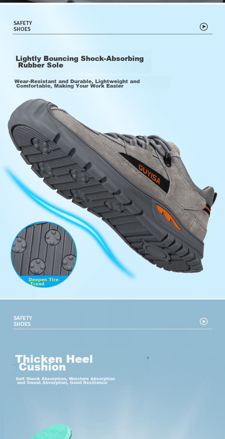 Weierdun Safety Shoes for Men, Summer Breathable Steel Toe Cap, Anti-Smashing, Puncture-Resistant, Wear-Resistant Construction Site Work Safety Shoes 0255T Size 43 11