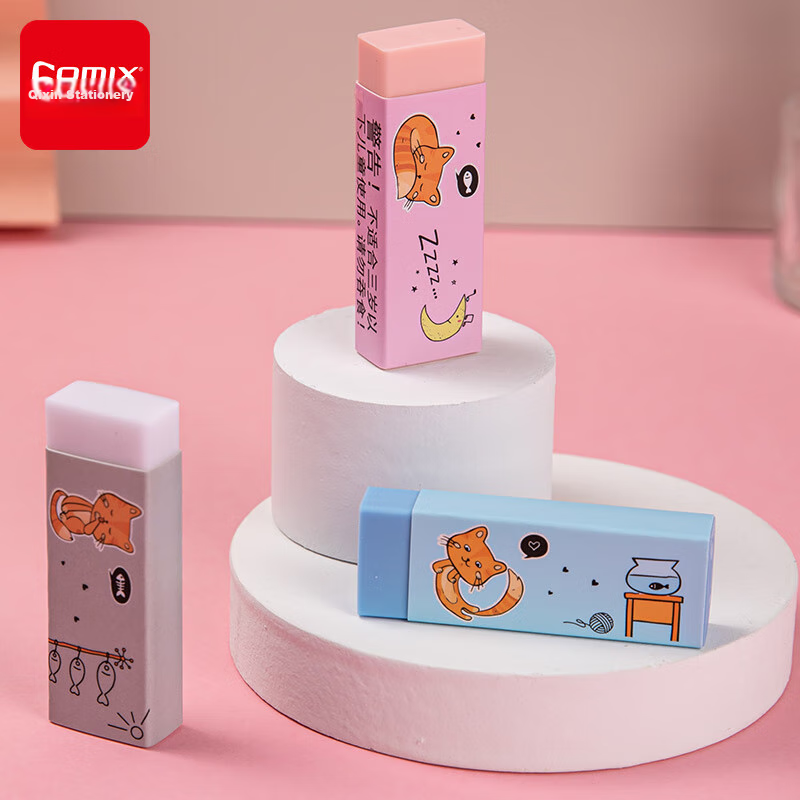 COMIX COMIX (Comix) 3 Colored Erasers, 2B Eraser for Homework, Exams, Art Drawing, Less Debris Cleaning, B2561