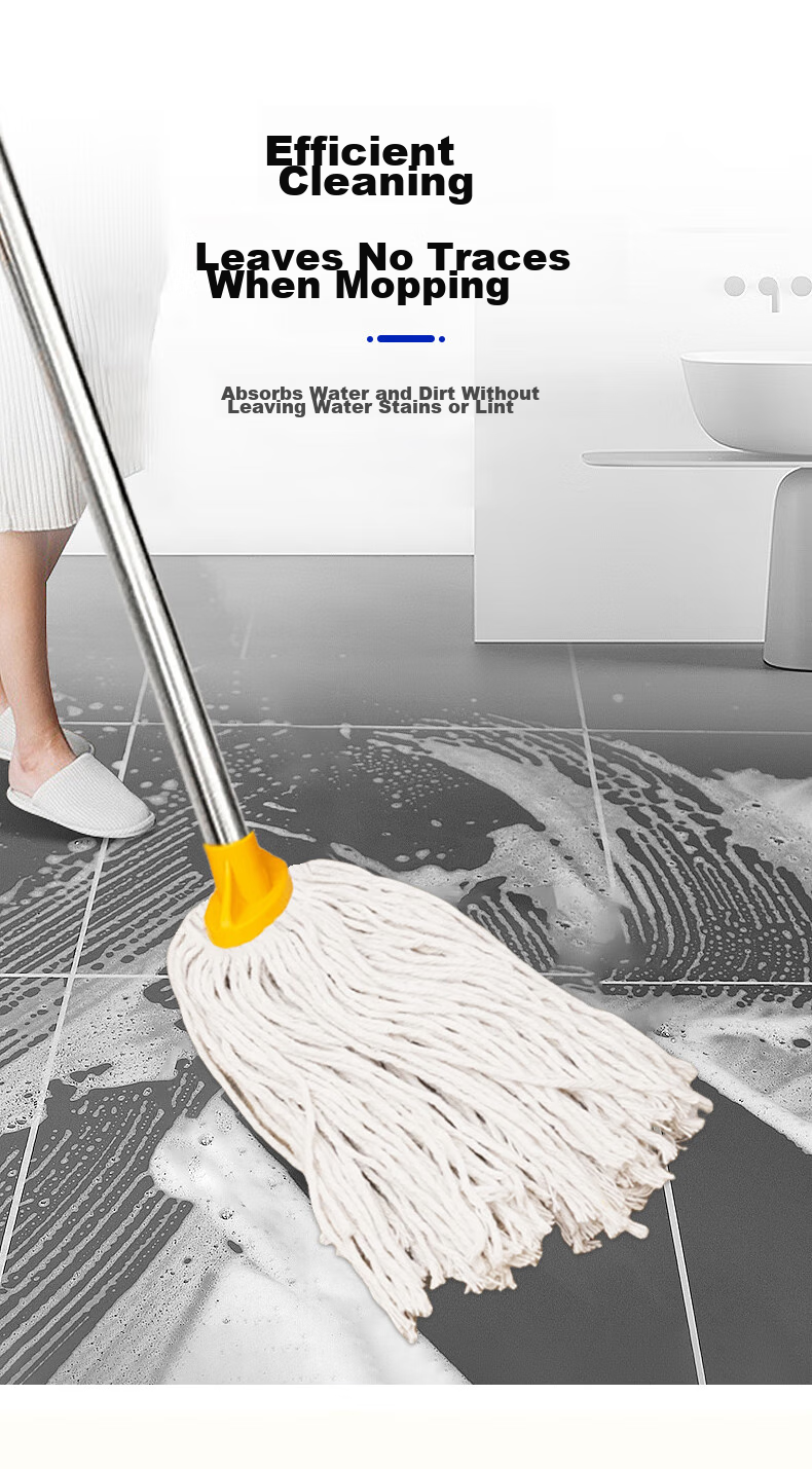 CIRY Cotton Yarn Mop, Household All-In Sponge Mop, Rubber Cotton Floor Mop, Dust Pusher, Wooden Floor Tile Cotton Yarn Mop, Car Wash Mop 2