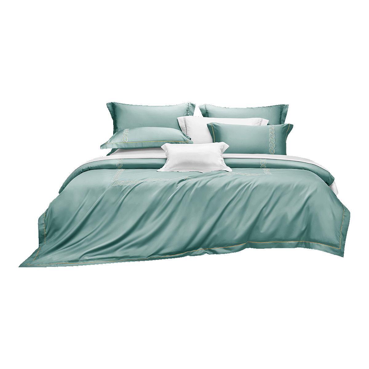 LUOLAI Home Textiles, 100-Count Pima Cotton Bedding Set, Four-Piece Pure Cotton Luxury Set, Green, 200*230cm