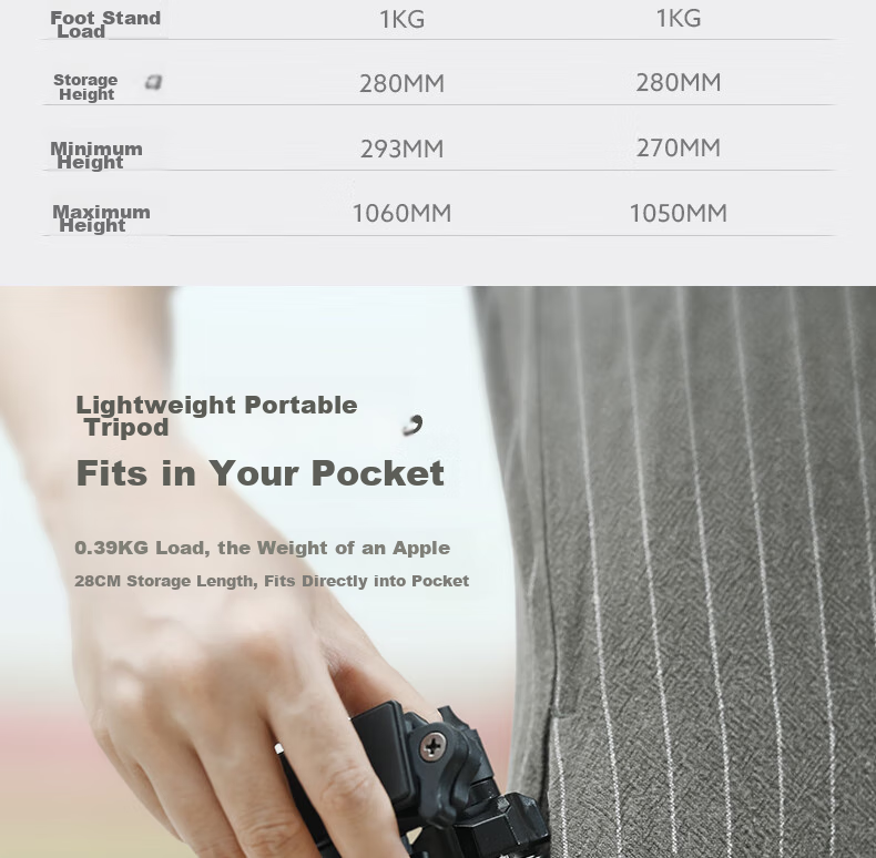 Fotopro FY583 Portable Multi-Purpose Tripod, Phone And Camera Photography Live Streaming Stand, Black/0.39KG 5