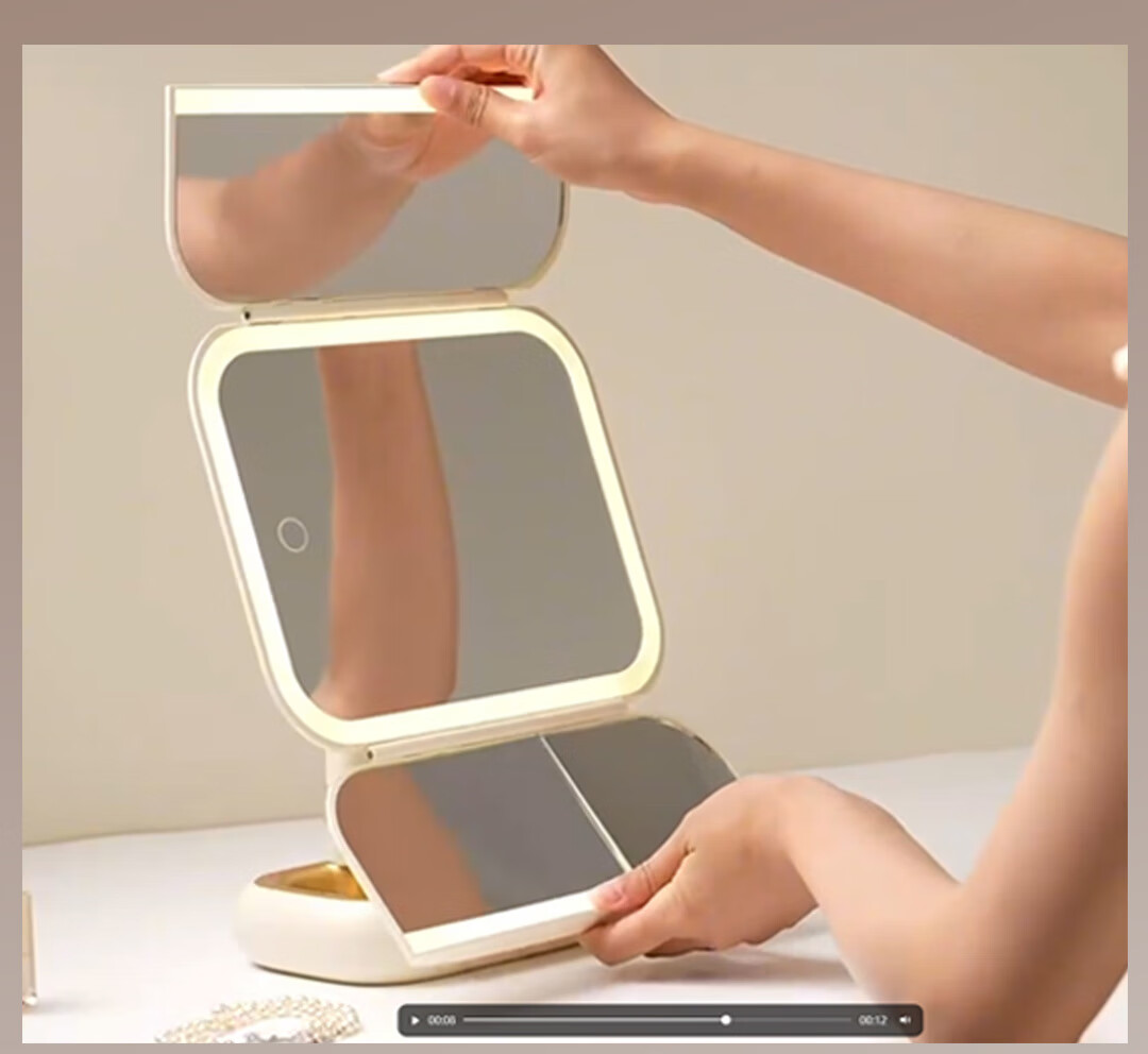 DOCO LAB Mirror Makeup Mirror with Light, Foldable, Magnifying LED Makeup Mirror for Dorm Bedroom Dressing Table Desktop Large High-Definition Smart Beauty Mirror, Birthday Gift for Women, Gift for Wife 11