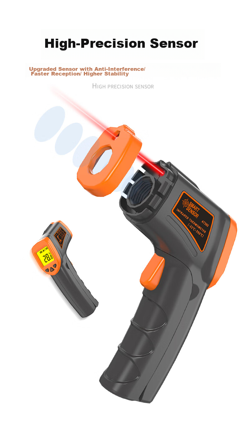 Xima AT380 Infrared Thermometer, Industrial Temperature Gun, Baking Oil And Water Temperature Measurement, Object Temperature Measurement 5