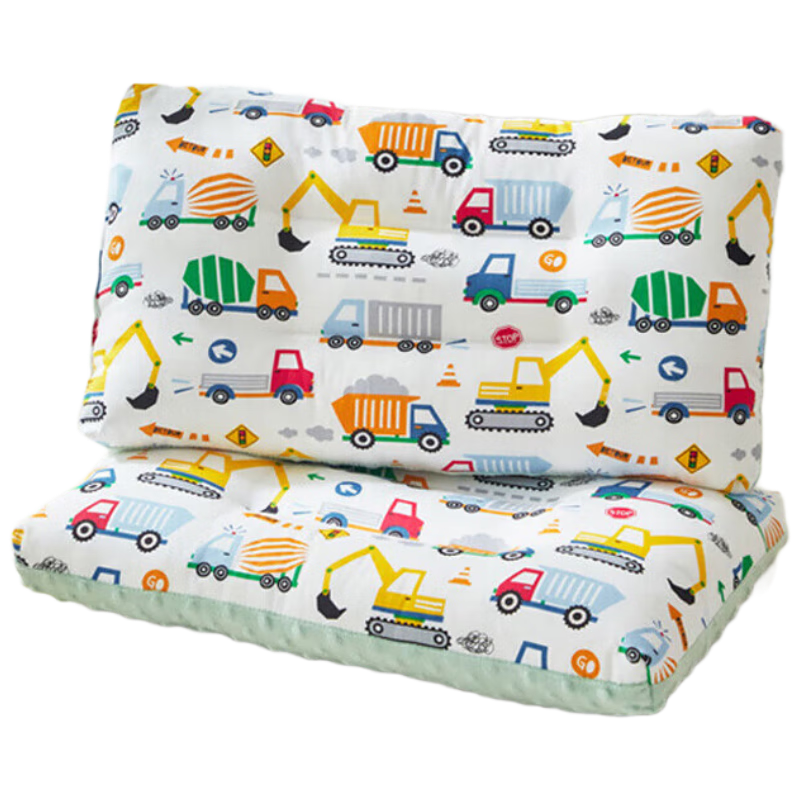 Aibaoshi Children's Pillow, Baby Kindergarten Nap Pillow, Infant Pillow for Ages 1-10, Elementary School Student Nap Pillow, Construction Vehicle S416