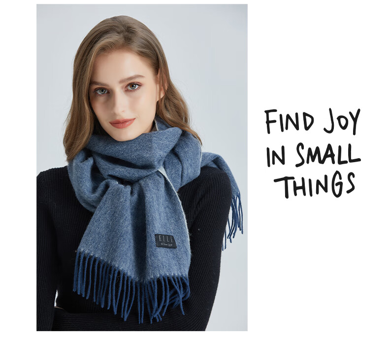 ELLE [Gift Box] 100% Wool Scarf for Women, Double-Sided Autumn And Winter Thick Warm Shawl Neck Wrap Gift Mid-Autumn Festival 13