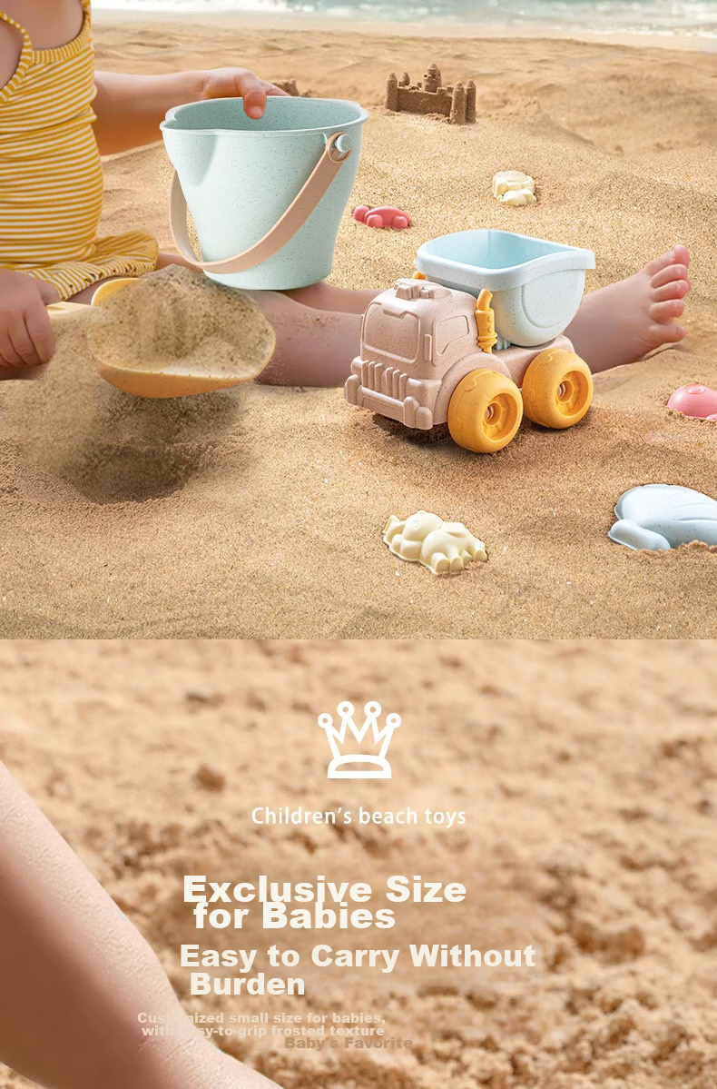 HUANGER Children's Beach Toys, Baby Seaside Sand Play Set with Shovel, Bucket, Sand Timer, Digging Tools Kit, Sand Pit Cart 5