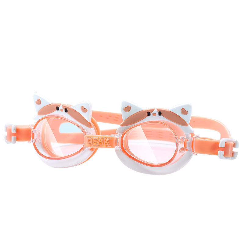 PEAK Children's Swimming Goggles with Clear Lenses, Professional High-Definition Anti-Fog Waterproof Comfortable Swim Glasses for Boys And Girls, Cartoon Equipment in Pink Orange