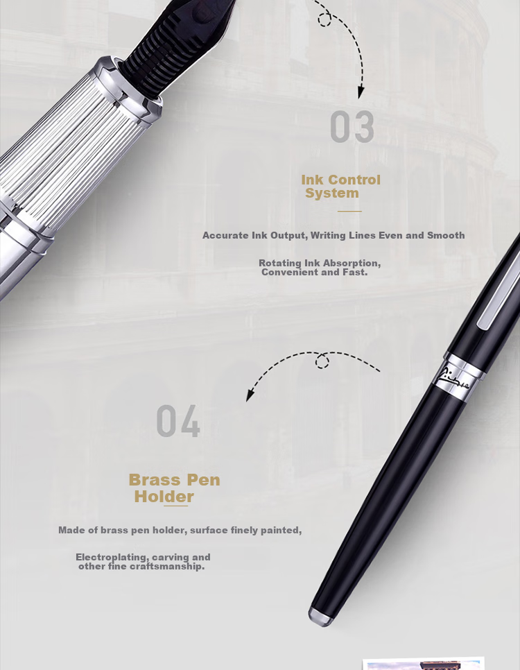 Pimio Fountain Pen And Ballpoint Pen, High-End Business Office Gift, Graduation Present for Men, Iridium Ink Pen Gift Box Set, Menghuang Boka Series 918 Gold Color 4